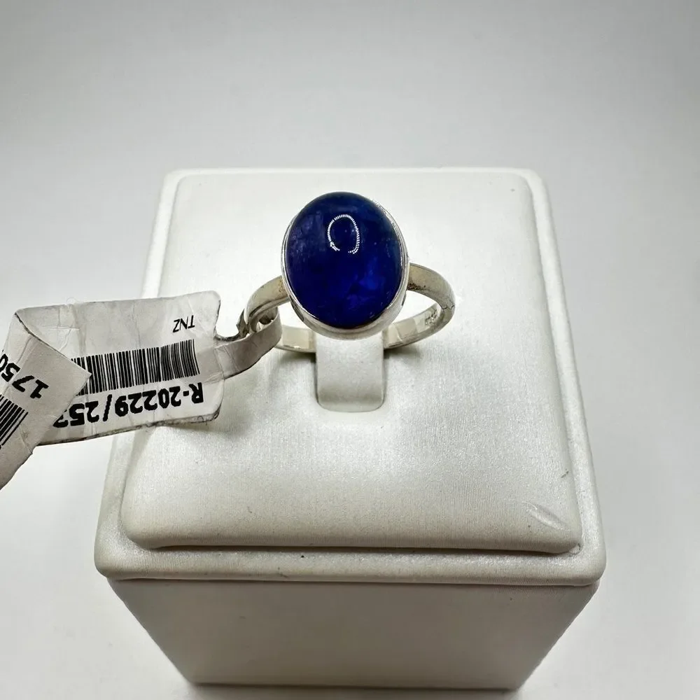 NWT‎ 9x11mm oval cut Tanzanite cabochon solitaire ring in sterling silver!